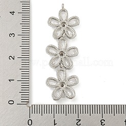 Brass Pave Clear Cubic Zirconia Three Flower Links Connector Charms&nbsp;KK-P277-51P