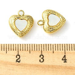 Ion Plating(IP) 304 Stainless Steel Pave Shell Heart Charms&nbsp;FIND-Z028-15G