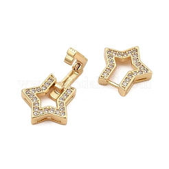 Brass Micro Pave Clear Cubic Zirconia Fold Over Clasps&nbsp;KK-C075-10G
