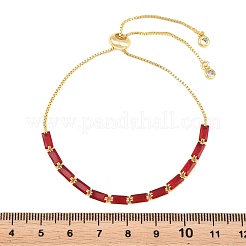 Rectangle Brass Micro Pave Cubic Zirconia Slider Bracelets&nbsp;KK-A305-02G-05