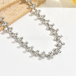 Alloy Crystal Rhinestone Flat Round Link Waist Chains for Women&nbsp;WGC7710-01
