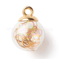 Transparent Handmade Blown Glass Bottle Pendants&nbsp;PALLOY-JF01240