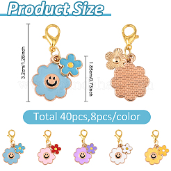 40Pcs 5 Colors Alloy Enamel Pendant Decorations&nbsp;HJEW-YW00159