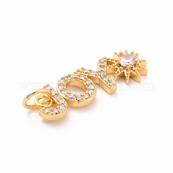 Eco-Friendly Brass Micro Pave Cubic Zirconia and Glass Pendants&nbsp;KK-K268-28G