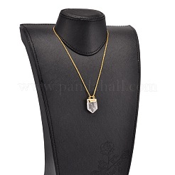 Brass Natural Crystal Pendant Necklaces&nbsp;NJEW-JN01460
