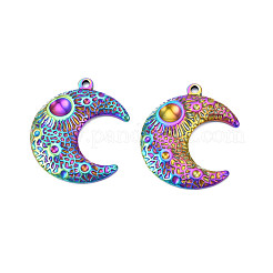 Rack Plating Rainbow Color 201 Stainless Steel Pendant Cabochon Settings&nbsp;STAS-T063-192M