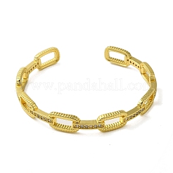 Oval Cubic Zirconia Cuff Bangles&nbsp;BJEW-P336-08G