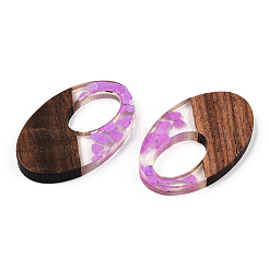 Transparent Resin & Walnut Wood Pendants&nbsp;RESI-N039-62A