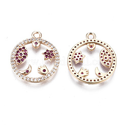 Brass Micro Pave Cubic Zirconia Pendants&nbsp;KK-S359-132B-RS