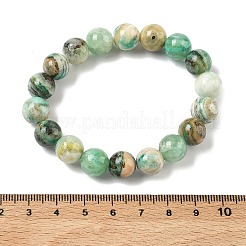Natural Green Line Jasper Round Beaded Stretch Bracelets for Women&nbsp;BJEW-F535-02C
