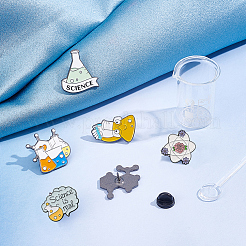 6Pcs 6 Style Chemistry Theme Enamel Pins&nbsp;JEWB-SC0001-16