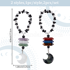 2Pcs Natural Gemstone Moon Pendant Decoration&nbsp;HJEW-DR00063