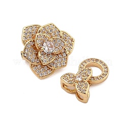 Brass Micro Pave Clear Cubic Zirconia Fold Over Clasps&nbsp;KK-C075-09G