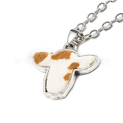 Zinc Alloy with Leather Pendant Necklces&nbsp;NJEW-Z034-01B-P