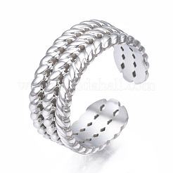 Non-Tarnish 304 Stainless Steel Twist Rope Open Cuff Ring&nbsp;RJEW-T023-47P