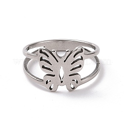 Non-Tarnish 201 Stainless Steel Butterfly Finger Ring&nbsp;RJEW-J051-39P