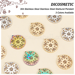18Pcs 3 Colors 304 Stainless Steel Pendant&nbsp;STAS-DC0012-38
