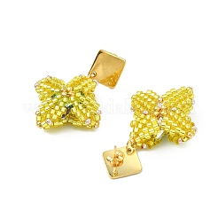 304 Stainless Steel Star Glass Seed Beaded Dangle Stud Earrings&nbsp;EJEW-MZ00332-01