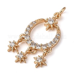 Brass Micro Pave Cubic Zirconia Pendants&nbsp;KK-D378-14G