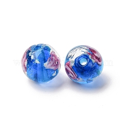 Luminous Handmade Glod Sand Lampwork Beads Strands&nbsp;LAMP-B028-03O-10mm