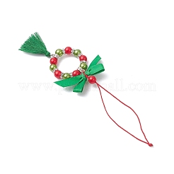 Christmas Wreath ABS Plastic Imitation Pearl Beads Pendant Decoration&nbsp;HJEW-JM04281