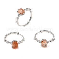 Brass Micro Pave Cubic Zirconia Finger Rings&nbsp;CU-CBA260E-15P