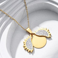 304 Stainless Steel Polymer Clay Rhinestones Sun Openable Pendant Necklaces for Women&nbsp;NJEW-Z065-10G-01