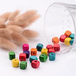 Mixed Lead Free Cube Natural Wood Beads&nbsp;X-YTB027