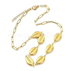 Ocean 304 Stainless Steel Shell Shape Link Chain and Paperclip Chain Necklaces for Women&nbsp;NJEW-JN06131