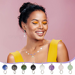 80Pcs 8 Styles Natural Mixed Gemstone Connector Charms&nbsp;PALLOY-UN00002