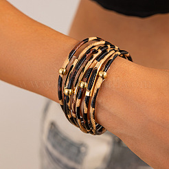 Leopard Print Pattern PU Leather Cord Multi-strand Bracelets for Women&nbsp;XT9904