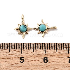 Synthetic Turquoise Star Charms with Brass Settings&nbsp;KK-A277-05G
