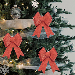 Christmas PVC Glitter Bowknot&nbsp;AJEW-SP0003-72A-01