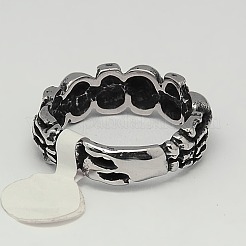 Personalized Retro Men's Halloween Jewelry 304 Stainless Steel Skull Rings&nbsp;RJEW-F006-334
