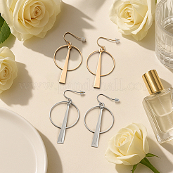 4 Pairs 2 Colors Alloy & Iron Ring Dangle Earrings&nbsp;EJEW-HY0001-31