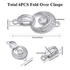  6Pcs Brass Fold Over Clasp with Crystal Rhinestone&nbsp;KK-CA0002-69B