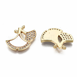 Brass Micro Pave Clear Cubic Zirconia Links Connectors&nbsp;KK-T056-102G-NF
