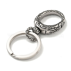 Tibetan Style 316 Surgical Stainless Steel Fittings with 304 Stainless Steel Key Ring&nbsp;FIND-Q101-15AS