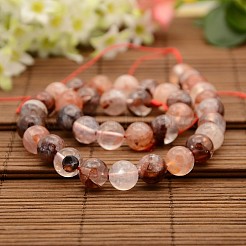Natural Hematoid Quartz/Fire Quartz Round Beads Strands&nbsp;G-N0078-10mm-06