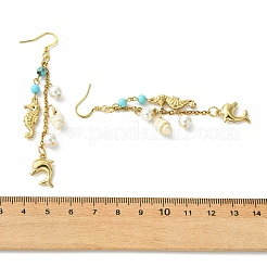Shell Pearl Bead & 316 Surgical Stainless Steel Charms Dangle Earrings for Women&nbsp;EJEW-JE07274