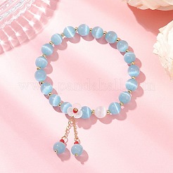 Cat Eye Beads Stretch Bracelets for Women&nbsp;BJEW-TA00691-03