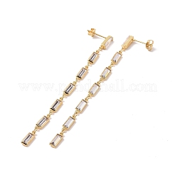 Cubic Zirconia Rectangle Dangle Stud Earrings&nbsp;EJEW-P206-03G-02