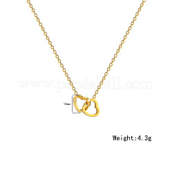 304 Stainless Steel Interlocking Double Heart Pendant Necklaces for Women&nbsp;FS-WG0D883-01