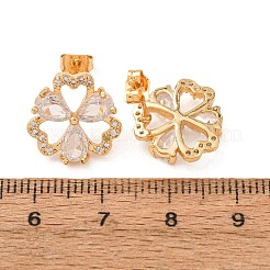 Brass Micro Pave Cubic Zirconia Stud Earrings for Women&nbsp;KK-CBACC01-07G