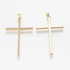Brass Micro Pave Cubic Zirconia Big Pendants&nbsp;ZIRC-L067-16-G-NR