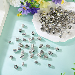 100Pcs 10 Styles Tibetan Style Alloy European Beads&nbsp;FIND-PJ0001-36