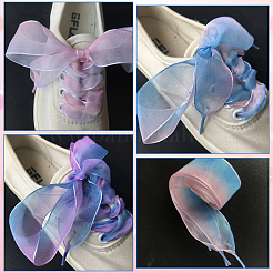 5 Pairs 5 Colors Gradient Organza Shoelaces&nbsp;AJEW-SP0003-10
