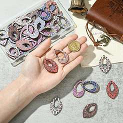 45Pcs 9 Styles Printed Basswood Pendants&nbsp;WOOD-CJ0002-50