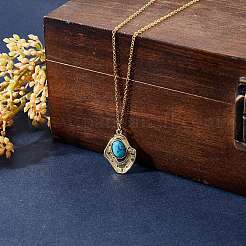 Brass Synthetic Turquoise Pendants&nbsp;KK-SZ0002-02