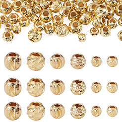 120Pcs 6 Styles Corrugated Round Brass Beads&nbsp;KK-TA0008-92